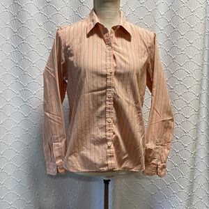 Liz Claiborne‎ size 10 Petite Coral long sleeve Striped Button-Down Shirt casual
